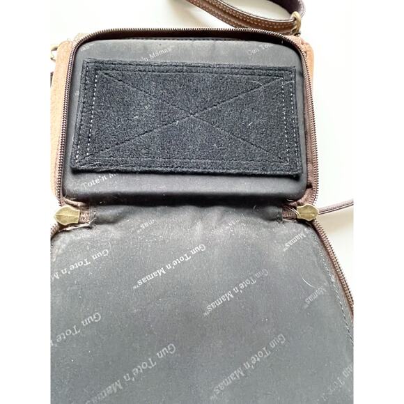 Gun Tote'n Mamas Brown Leather Concealed Carry Organizer Crossbody Purse Leather - Picture 7 of 10